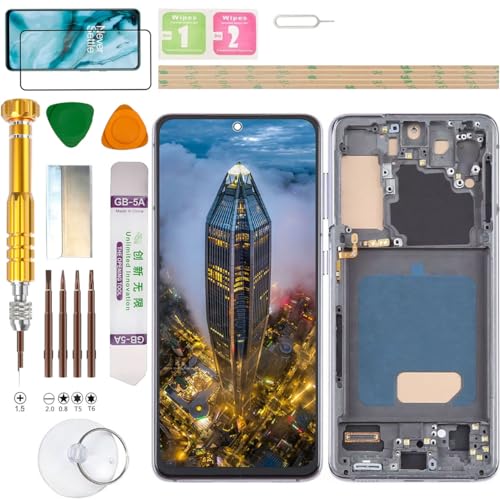Gadget Troops (Kein Fingerabdruck) LCD-Display für Samsung Galaxy S21 5G SM-G991B/DS, G991B, G991U, G991U1, G991W, G991N, G9910, G991Q, SCG09 Bildschirm Ersatz-Kit (grau) von Gadget Troops