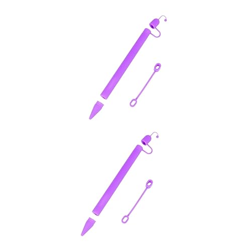 2St federmäppchen Pen Pouch Bleistiftkappe aus Silikon Stylus-Stiftabdeckung schreiblernbleistift Eingabestift Griff aus Silikon Stift-Schutzhülle Ipadpro Griffigkeit Violett von Gadpiparty