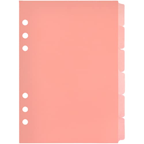 6Er-Pack Ordner-Trennblätter, Rosa A5-Kunststoff-Index-Trennblätter, Set Mit Registern, 6 Löcher, Seitentrenner, Binder-Tabs, Notizbuch-Trennblätter, Loseblatt-Notizblock-Tabs, Trennblätter von Gadpiparty