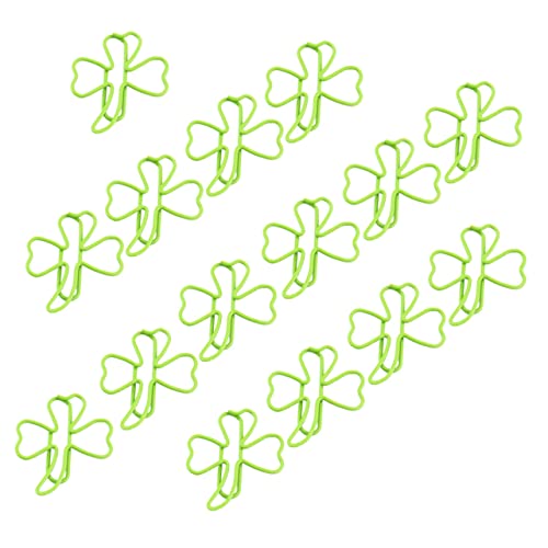 Gadpiparty 1 Satz 15 Stück Büroklammer Aus Kleeblatt Memo-clip Süße Grüne Blattnotizclips Chip-clips Mini-büroklammern Befestigungselemente Büroklammern Testen Decke Zange Green Umspritzen von Gadpiparty