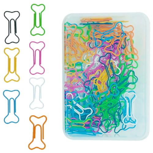 Gadpiparty 1 Satz Büroklammern Set Knochenförmige Büroklammern Praktische Büroklammern Lagerung Multi-gebrauchspapierclips Farbig Papierklammern Büroklammern Süß Plastik Colorful 100 Stück von Gadpiparty