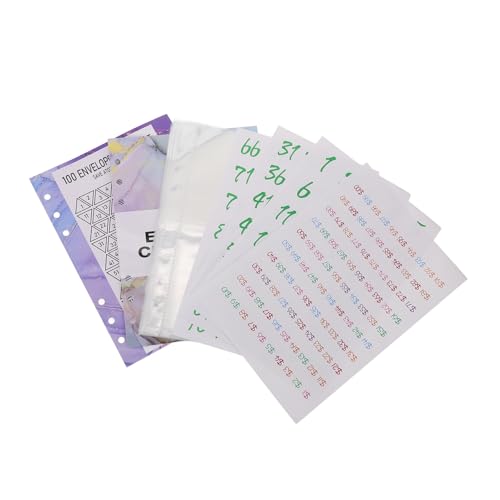 Gadpiparty 1 Satz Challenge-Sparbuch Geldbinder zum Sparen von Bargeld Bindemittel Binder-Nachfüllungen Wenn bargeldsparender Ordner Zahlenaufkleber Geldsticker Ordnertaschen PVC Transparent von Gadpiparty