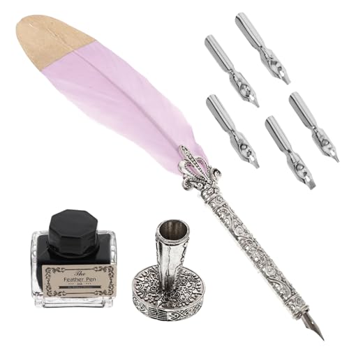 Gadpiparty 1 Satz Vintage Feder Kalligraphie Stift mit Tintenfass Praktische Schreibfeder für Kalligraphie und Kreative Projekte Perfektes für Kunstliebhaber und Anfänger von Gadpiparty