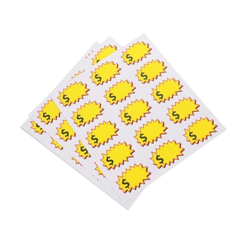 Gadpiparty 10 Blatt Preisaufkleber Aufkleber Für Den Flohmarkt Garage Speichern Verkaufsaufkleber Für Einzelhandelsgeschäfte Platz Aufkleber Flohmarktschilder Yellow Pp Synthetisches Papier von Gadpiparty
