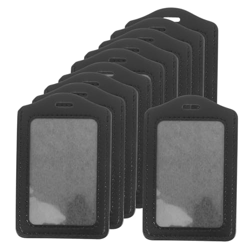 Gadpiparty 10 Stück Ausweiskartenhalter Einzelkarteninhaber ID-Abzeichen-Abdeckung ID-Inhaber Abzeichen-Hülle Ausweishalter vertikal ID -Kartenhalter Pu Black von Gadpiparty