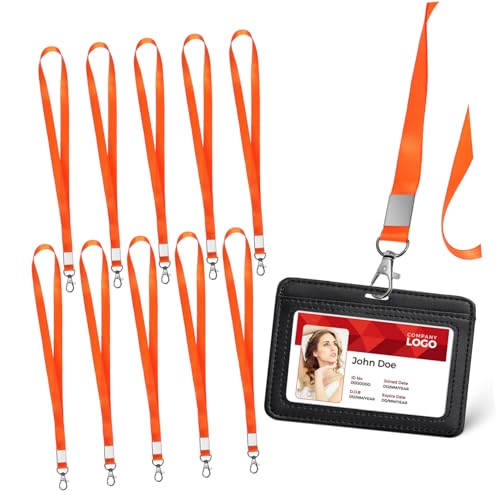 Gadpiparty 10 Stück ID-Schlüsselband schmucklos weiße Lanyards farbig Schlüsselbänder mit Namensschild Schwarzes Schlüsselband Lehrer-Lanyard flache Lanyards Polyester Orange von Gadpiparty