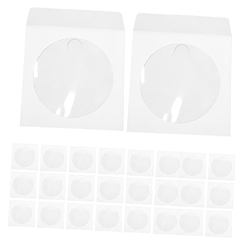 Gadpiparty 100St CD-Verpackungsbeutel Gel Vinyl Leere CD CD-Regal Vier zehn Band-CD Waffeln CD-Aufbewahrungshalter CD-Organizer-Tasche Aufbewahrungsbeutel DVD-Speicher DVD-Ordner Papier Weiß von Gadpiparty