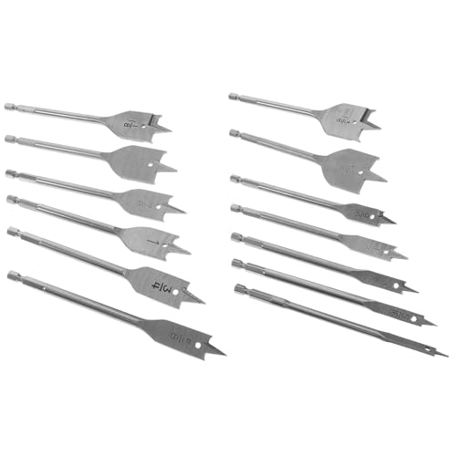 Gadpiparty 13-Teiliges Set Flachbohrer für die Holzbearbeitung 3/8 Bohrer Senkbohrer Spatenbohrer holzbohrer set self centering drill bit Holzbohrer für Löcher Paddelbits Stahl Silver von Gadpiparty