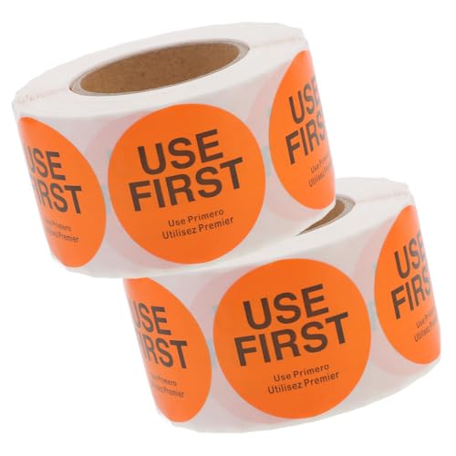 Gadpiparty 2 Rollen Inventarkontrolletikett Lebensmitteletikettenaufkleber Abnehmbare Aufkleber Klebeband Wiederverwendbarer Aufkleber Use First Aufkleber Food Service Kupferplattenaufkleber von Gadpiparty