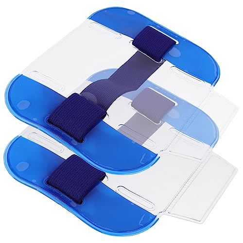 Gadpiparty 2 Stück Angebot an Ausweishaltern Armabzeichen-Halfter Schlüsselband mit Kartenhalter Kartenhalter-Hülle Kartenetui Ärmel mit Armabzeichen Zubehör für Ausweishalter Nylon Blue von Gadpiparty