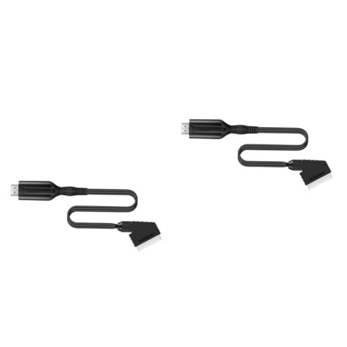 Gadpiparty 2 Stück Direktverbindungskonvertierungslinie Video-Audio-Upscale-Konverter Audio-Video-Konverter Videoskalierer Scart-Kabel Scart-zu-Video-Konverter Kupfer Black von Gadpiparty