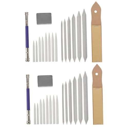 Gadpiparty 2 Stück skizzensatz Werkzeug Kunst Bleistiftstümpfe gekneteter Radiergummi Zeichnung Graphit stifte zeichnen drawing pen Sandpapiergriff Radiergummi-Extender Papierstumpf mischen von Gadpiparty