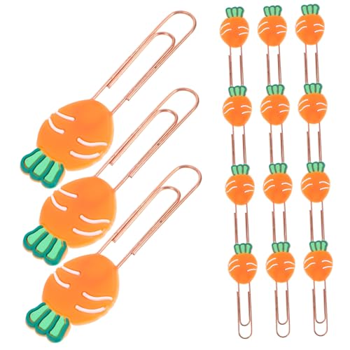 Gadpiparty 20 Stück Karotten-Lesezeichen geformt beschichtet Hallo mehrfarbig Karikatur büroklammern Markierungsclips aus Metall Papierklemmen Papierstift weiches Gummi Orange von Gadpiparty