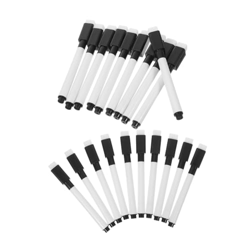 Gadpiparty 20 Stück Trockenlöscher Mit Radiergummi Löschbare Markierungen Trocken Abwischbare Marker Für Den Kühlschrank Mini-trockenlöschmarker Mit Radiergummi Plastik Black von Gadpiparty