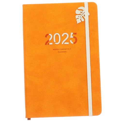 Gadpiparty 2025 Englisches Agendabuch Zeitplaner Tägliches Notizbuch Wöchentlicher Tischkalender Wöchentlicher Notizblock Monatlicher Kalenderplaner Terminplaner-tagebuch Orange Papier von Gadpiparty