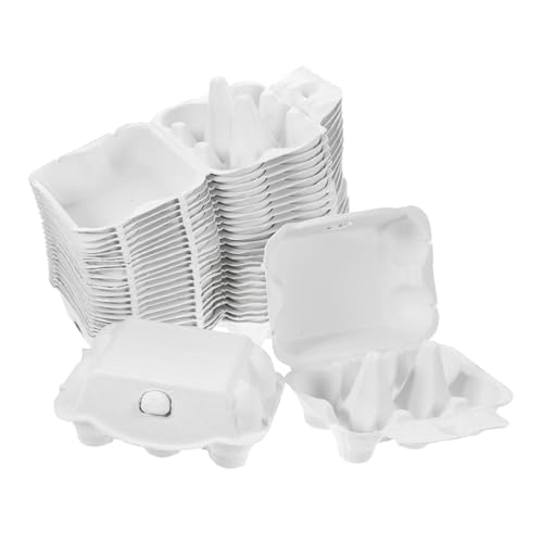 Gadpiparty 25 Stk Chicken Egg Container Egg Cartons Bulk 6 Count Egg Cartons Eierhalter Zur Aufbewahrung Hühnereibehälter Egg Container for Packing Zellstoff Weiß Einheimische Eier Karton von Gadpiparty