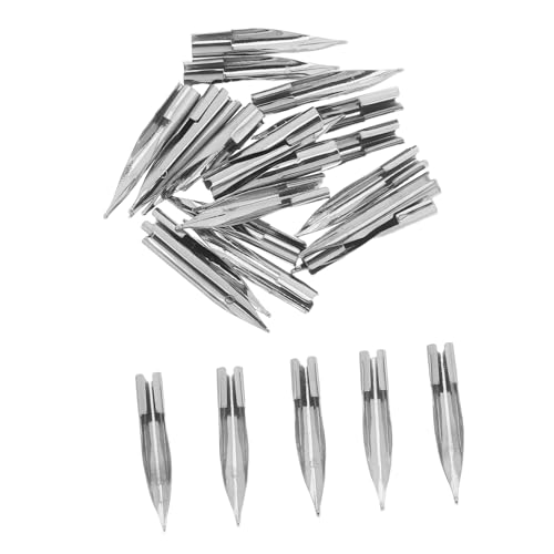 Gadpiparty 25 Stück Stift Kopf Austausch Der Stylus-stiftspitzen Ersatzfedern Für Füllfederhalter Kalligraphie -nibs Tauchstiftspitzen Zum Zeichnen Stiftfederspitzen Silver Metall von Gadpiparty