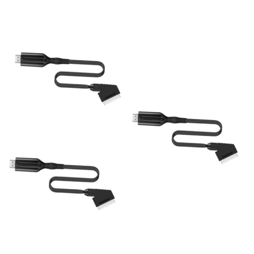 Gadpiparty 3 Stück Direktverbindungskonvertierungslinie Video-Audio- Scart-zu-Video-Konverter Videoadapter Audio-Video-Konverter Videoskalierer Scart-Kabel Kupfer Black von Gadpiparty
