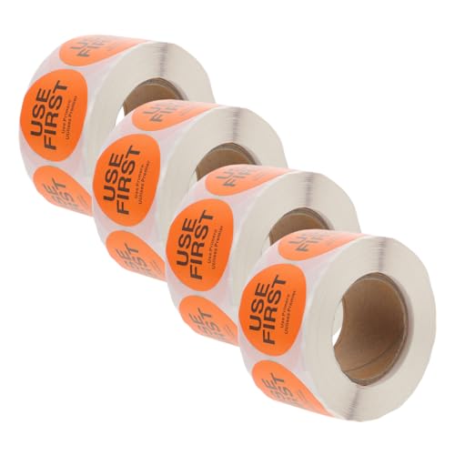 Gadpiparty 4 Rollen Inventarkontroll-Tags Etikett Kühlschrank Essen einfach klebrig Gastronomie Lebensmittelaufkleber für zu Hause Kreisaufkleber Kupferplattenaufkleber Orange von Gadpiparty