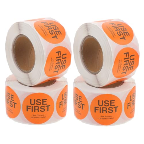Gadpiparty 4 Rollen Inventarkontroll-tags Kühlschrank Erste Aufkleber Auflösbare Lebensmitteletiketten Nummeriert Etiketten Aufkleber Klebrig Für Kupferplattenaufkleber Orange von Gadpiparty
