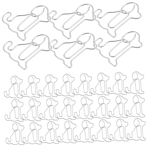 Gadpiparty 50 Stück Bücherregal mit sitzendem Hund bookmarks scheckheft büromaterial papierklemmen Hefter klare Mini-Lichtclips Post Dokumentclips Büroklammern für Dokumente Metall Silver von Gadpiparty
