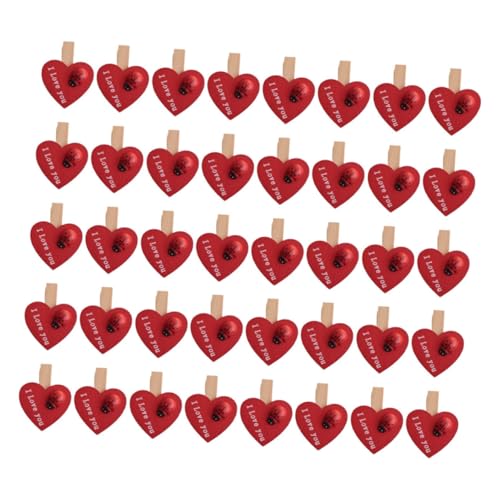 Gadpiparty 50 Stück Liebes-Memo-Ordner karten halter bastelbedarf party dekoration geburtstagsgeschenke bastelmaterial kreativer Holzclip Herzclips Valentinstag-Clip Fotoclip Herz rot von Gadpiparty