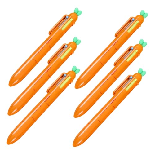 Gadpiparty 6 Stück Karotten-Kugelschreiber süße Stifte Shuttle-Stifte schwarze Stifte feine Spitze Textmarker mehrfarbiger Stift für Farbstifte Rosa Plastik Orange von Gadpiparty