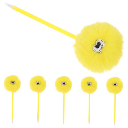 Gadpiparty 6 Stück Schwarzer Kugelschreiber Flauschige Stifte Unscharfe Stifte Lustige Stifte Lustiges Stiftmädchen Cartoon-kugelschreiber Pom-pom-stift Flauschiger Stift Plüsch Yellow von Gadpiparty