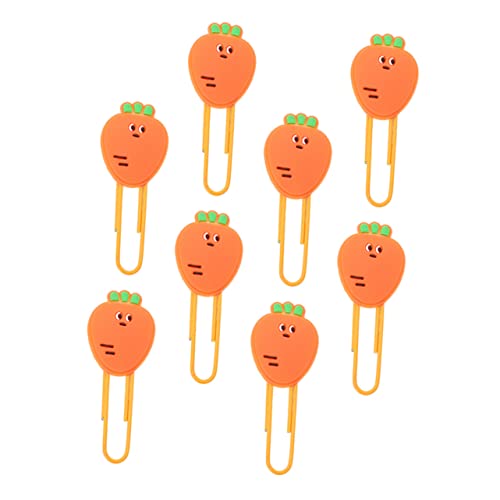 Gadpiparty 8 Stück Karotten -Lesezeichenclip neuartige Büroklammern goldene Büroklammern geformt Farbe hochzeitsdeko Büroklammern aus Obst Karotten-Büroklammern weiches Gummi Orange von Gadpiparty