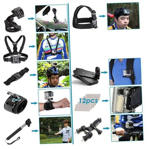 Gadpiparty Action Zubehörset mit Selfie Stick Stativ für Outdoor Sport Kompatibel mit Sportkameras Umfassendes Kamerazubehör für Fotografie Enthusiasten von Gadpiparty