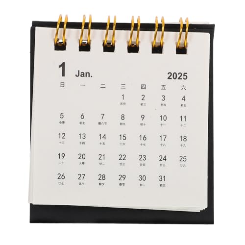Gadpiparty Einfacher Tischkalender Kalenderständer Mini-desktop-kalender Tischkalender 2025 Klein Süßer Kalender Stehtischkalender Mini-tischkalender Standkalender Black Papier von Gadpiparty