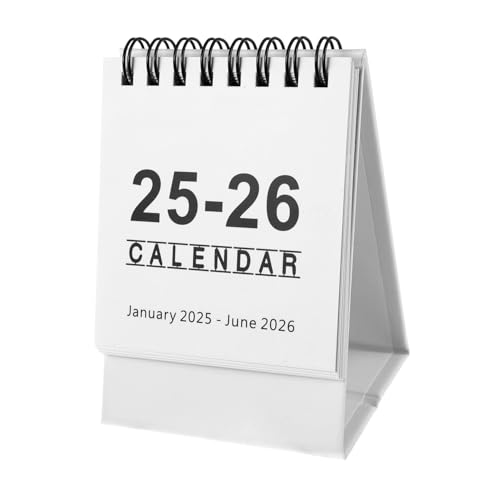 Gadpiparty Mini Tischkalender bürobedarf schreibtischkalender Schreibtisch-Accessoire Stehen Mini-Tischkalender 2025–2026 Desktop klein Kalender abreißen monatlicher Tischkalender Papier Weiß von Gadpiparty