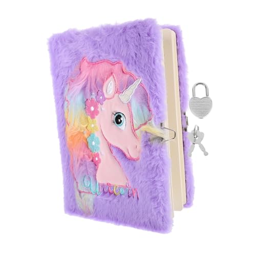 Gadpiparty Plüsch-Notizbuch Lockable Journal unscharfe Notizbücher Tagebuch notizbuch mit schloss Schreibbuch süße notizbücher für mädchen Tagebuch für Mädchen Papier Violett von Gadpiparty