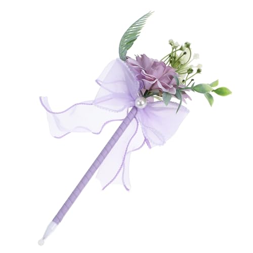 Gadpiparty dekorativer Kugelschreiber Blumenstrauß Stift Blumenkugelschreiber Blumenstrauß Schreibstift Simulation Blumenstrauß Fake-Bouquet-Kugelschreiber Blumenschreibstift Plastik Violett von Gadpiparty