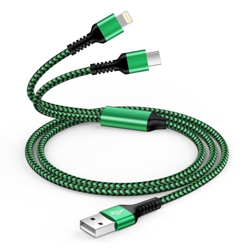 2 in 1 Ladekabel USB C und Lightning, [1.2M] Multi USB Ladekabel, USB auf Lightning Kabel für iPhone 14/13/12/11/Pro, USB C Kabel für iPhone 16/15, Samsung Galaxy S24/S23/S22/A13/A54/Z Flip von Gaef