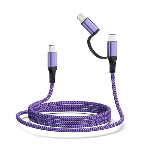 USB C Multi Ladekabel 2 in 1 [1.83M] für iPhone 15 16 Pro Max Plus, Samsung Galaxy S24/S23, Lightning Kabel für iPhone 14 13 12 11 - USB C und Lightning Anschluss von Gaef