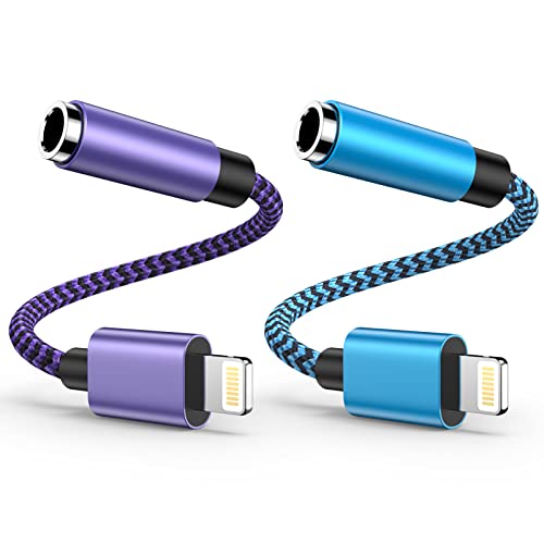 Gaef Lightning auf 3,5mm Klinke Adapter 2 Pack, [MFi Zertifiziert] iPhone Aux Adapter, Lightning auf Klinkenstecker Kopfhörer Adapter für iPhone 14 Plus Pro Max/13/12/11/X/XS/Max/XR/8/7 von Gaef