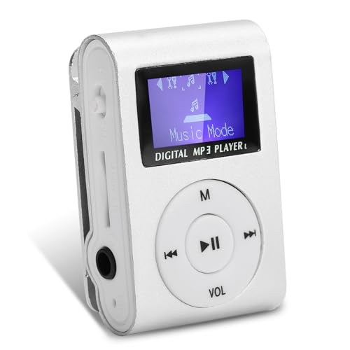 Mini-MP3-Player, Tragbarer Musik-Player, mit LCD-Bildschirm, Speicherkartenunterstützung, Maximale Unterstützung 32 GB, Geeignet Zum Gehen und Laufen (Silber und Schwarz)(Silber) von Gaeirt