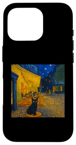 Cafe Terrace At Night With Cat Famous Artist Painting Humor Hülle für iPhone 16 Pro von Gagster