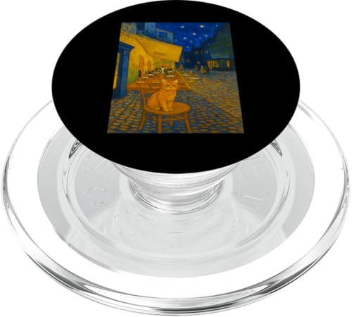 Cafe Terrace At Night With Orange Tabby Cat Famous Painting PopSockets PopGrip für MagSafe Cafe Terrace At Night With Orange Tabby Cat Famous Painting PopSockets PopGrip für MagSafe von Gagster