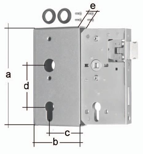 Gah Schlosskasten DIN L/R Maß A172xB94xC60mm Maß E 30mm Dornm.60mm 417031 von Gah
