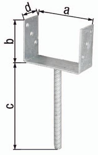 Gah U-Pfostenträger ETA-10/0210 91x100x200x60mm TZN m.Betonanker a.Riffelstahl Gah U-Pfostenträger ETA-10/0210 91x100x200x60mm TZN m.Betonanker a.Riffelstahl von Gah