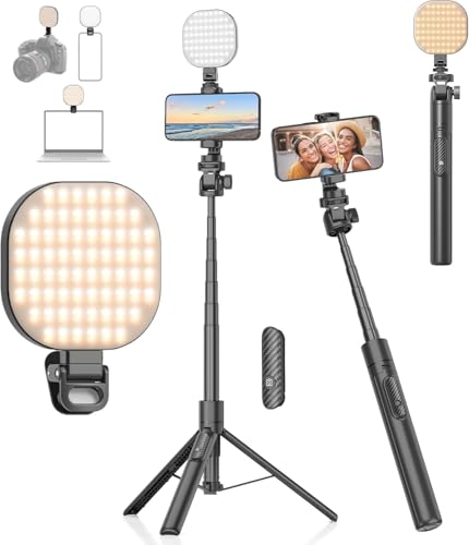 Gahenwo Vlogging Kit, Selfie Stick Handy-Stativ mit LED-Aufhellung, 155cm Kamera Stativ Ständer mit Fernbedienung und Handy-Halter für iPhone Gahenwo Vlogging Kit, Selfie Stick Handy-Stativ mit LED-Aufhellung, 155cm Kamera Stativ Ständer mit Fernbedienung und Handy-Halter für iPhone von Gahenwo