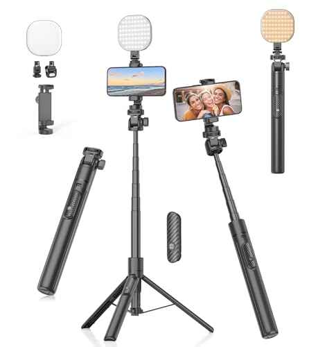 Gahenwo Vlogging Kit, Selfie Stick Handy-Stativ mit LED-Aufhellung, 155cm Kamera Stativ Ständer mit Fernbedienung und Handy-Halter für iPhone von Gahenwo