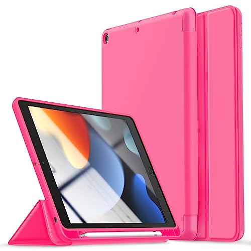 Gahwa Hülle Kompatibel mit iPad 10,2 Zoll (Modell 2021/2020/2019, 9./8./7. Gen) mit Stifthalter, Smart Folio Weich TPU Schutzhülle mit Auto Schlaf/Aufwach, Ultra Dünn Case Cover - Wassermelone von Gahwa