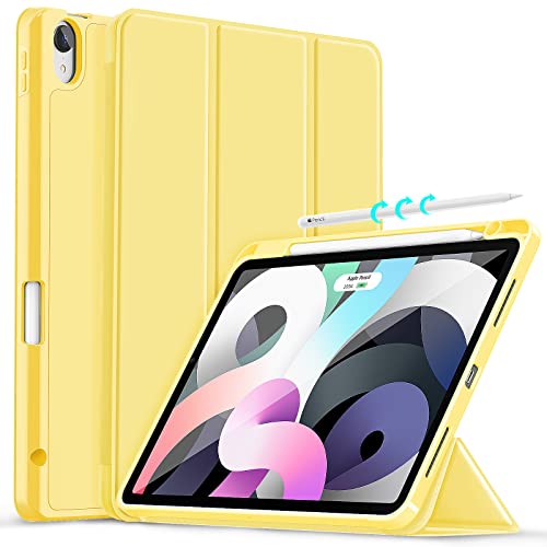 Gahwa Hülle Kompatibel mit iPad 10,9 Zoll Air 5. Generation 2022/iPad Air 4. Generation 2020 mit Stifthalter, Schlanke Leichte Schutzhülle Case Cover mit Premium PU Leder Soft TPU Rückseite - Gelb von Gahwa