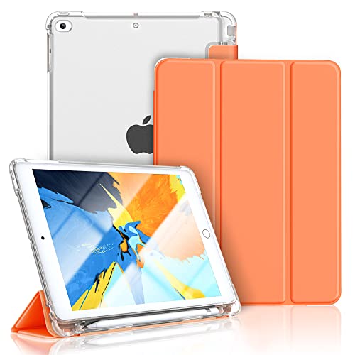 Gahwa Hülle Kompatibel mit iPad 9.7 Zoll 2018 2017 / iPad Air 2 (2014) / iPad Air (2013) - Ultradünn Schutzhülle mit transparenter Rückseite Abdeckung Cover mit Auto Schlaf/Wach Funktion - Orange von Gahwa