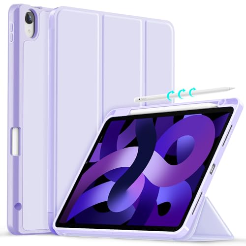 Gahwa Hülle Kompatibel mit iPad Air 4. Generation 2020 10,9 Zoll/iPad Air 5 2022 (Unterstützt 2. Gen Pencil Ladefunktion), Schlanke Leichte Schutzhülle Case Cover mit Soft TPU Rückseite - Violett von Gahwa