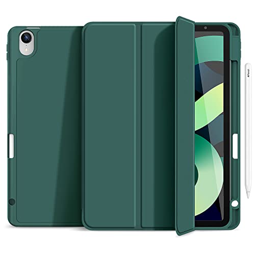 Gahwa Hülle Kompatibel mit iPad Air 5 2022/iPad Air 4 2020 10,9 Zoll (Unterstützt 2. Gen Pencil Ladefunktion), Schlanke Leichte Schutzhülle Case Cover mit Premium Soft TPU Rückseite - Dunkelgrün von Gahwa