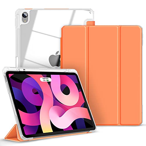 Gahwa Hülle Kompatibel mit iPad Air 5 2022 10,9 Zoll/iPad Air 4 2020, Ultradünn Schutzhülle mit Durchsichtig Rückseite, Case Cover mit Auto Sleep/Wake und Unterstützt 2. Gen Pencil - Orange von Gahwa